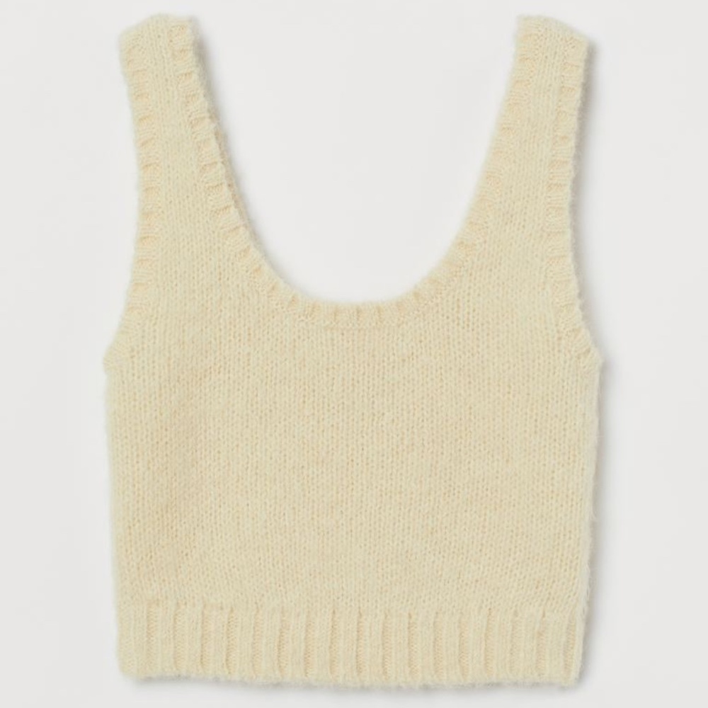 Alpaca / Wool Blend Knit Crop Tank Top
